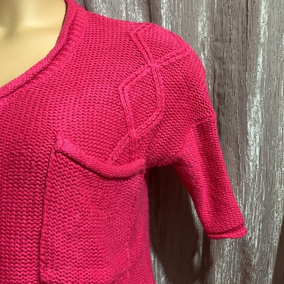fire Los Angeles Sweater M Dark Pink Pullover Short Cropped Stretch Short Sleeve - Picture 9 of 15